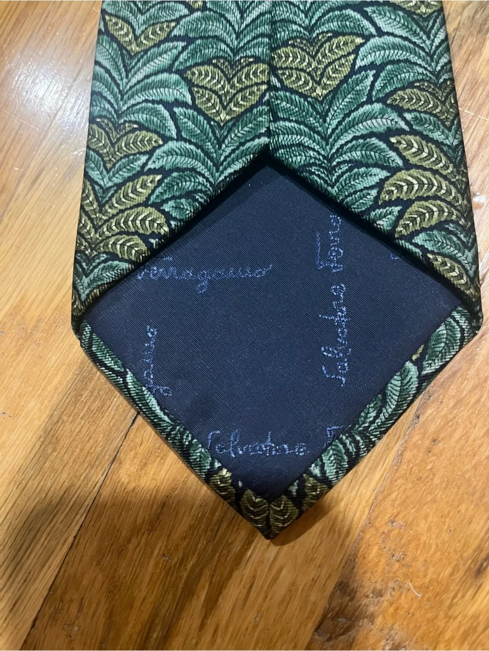 Salvatore Ferragamo Teal and Gold Jacquard Pattern Tie